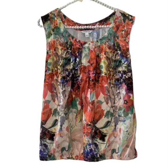 Pretty Floral Sleeveless Top from Croft and Barrow  L  EUC - Picture 1 of 8